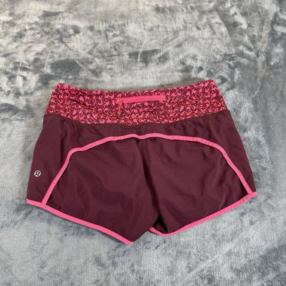 Lululemon Sz 4 Mountain Peaks Bon Bordeaux Drama Maroon 4 Way Run Times Short